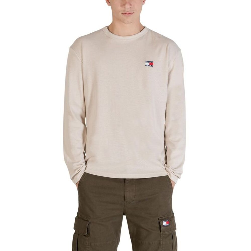 Tommy Hilfiger Jeans Beige Recycled Cotton Long Sleeve Men's T-Shirt